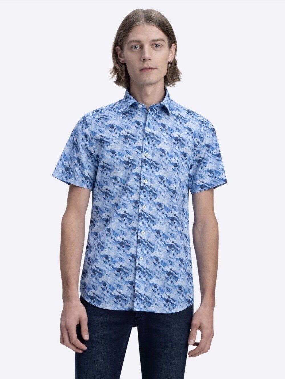 Bugatchi Mens Linen Short Sleeved Shirt Sized Large NWT $179